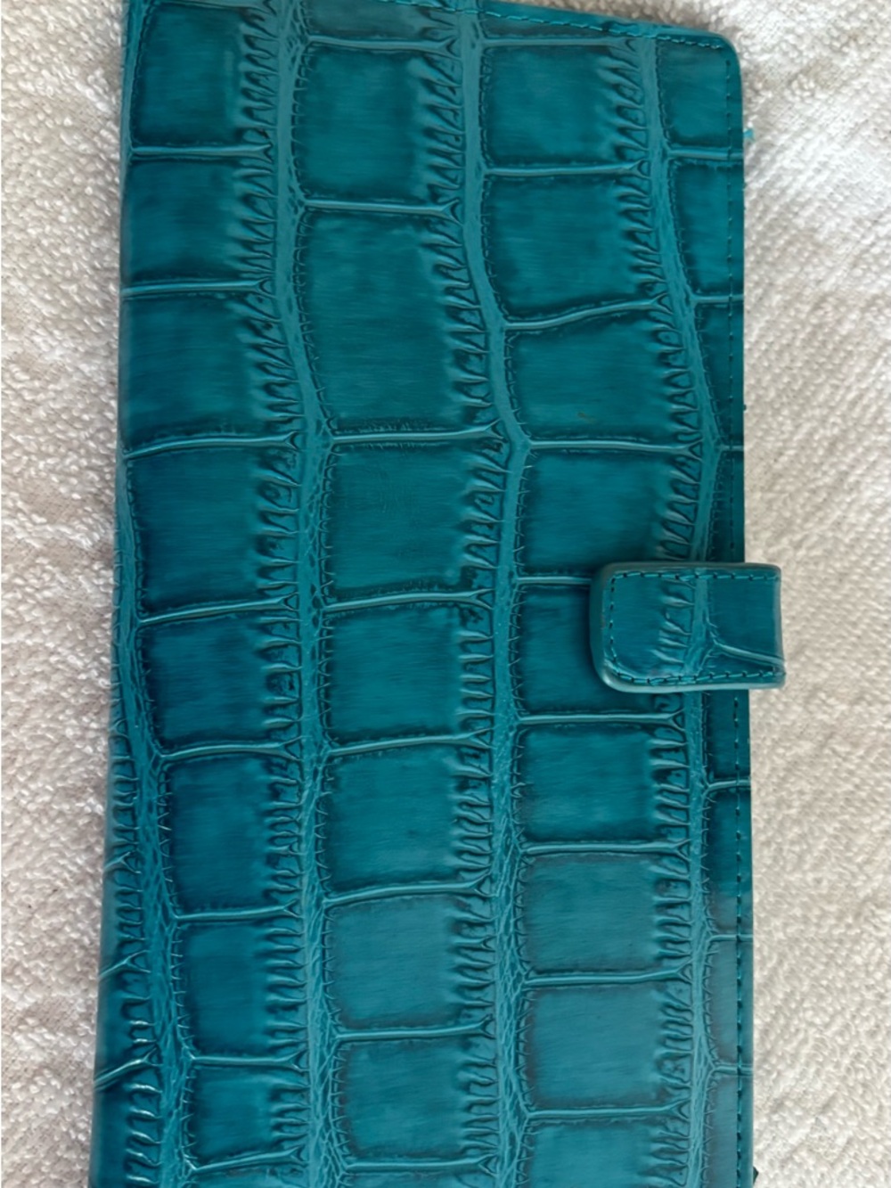 Turquoise genuine leather Croc-Embossed Wallet